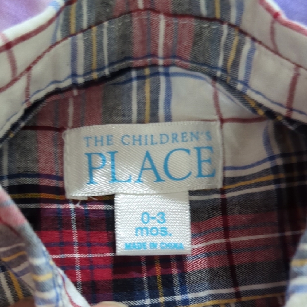Baby Boy Plaid Button-Down Shirt | 0–3 Months | Red, Blue, White & Black - Picture 3 of 16